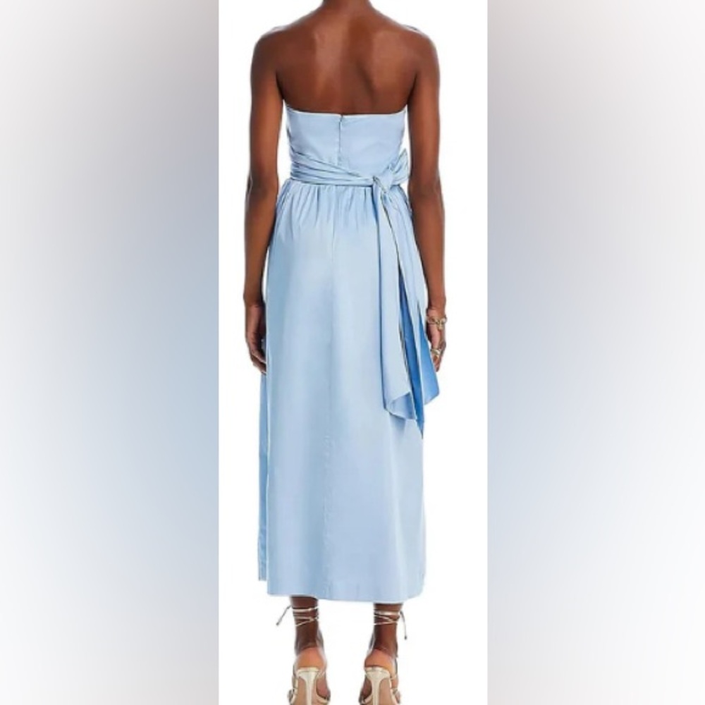 French Connection Sky Blue Strapless Reversible Waist Tie Midi Dress - Picture 3 of 9